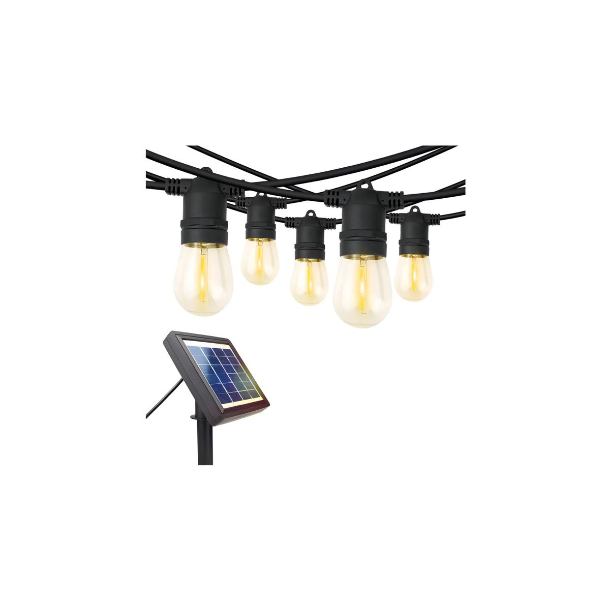 GENERICO - Guirnalda Solar Led 20 Ampolletas 5 Metros Luz Cálida 2700k Luz Blanco Cálido