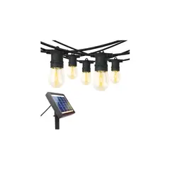 GENERICO - Guirnalda Solar Led 20 Ampolletas 5 Metros Luz Cálida 2700k Luz Blanco Cálido