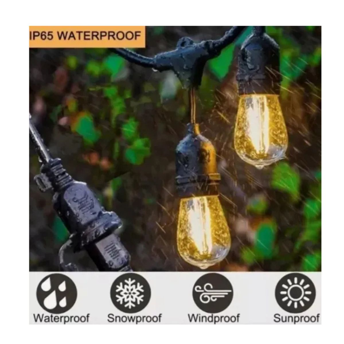 GENERICO - Guirnalda Solar Led 20 Ampolletas 5 Metros Luz Cálida 2700k Luz Blanco Cálido