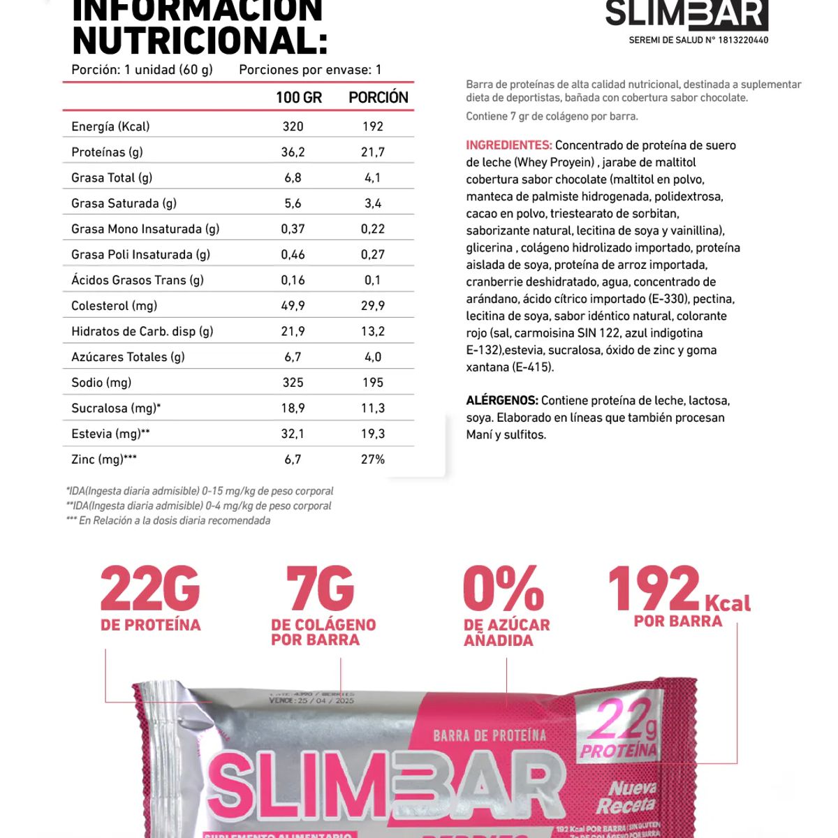 SLIMBAR - Barra de proteina Slimbar - Berries 12 unidades