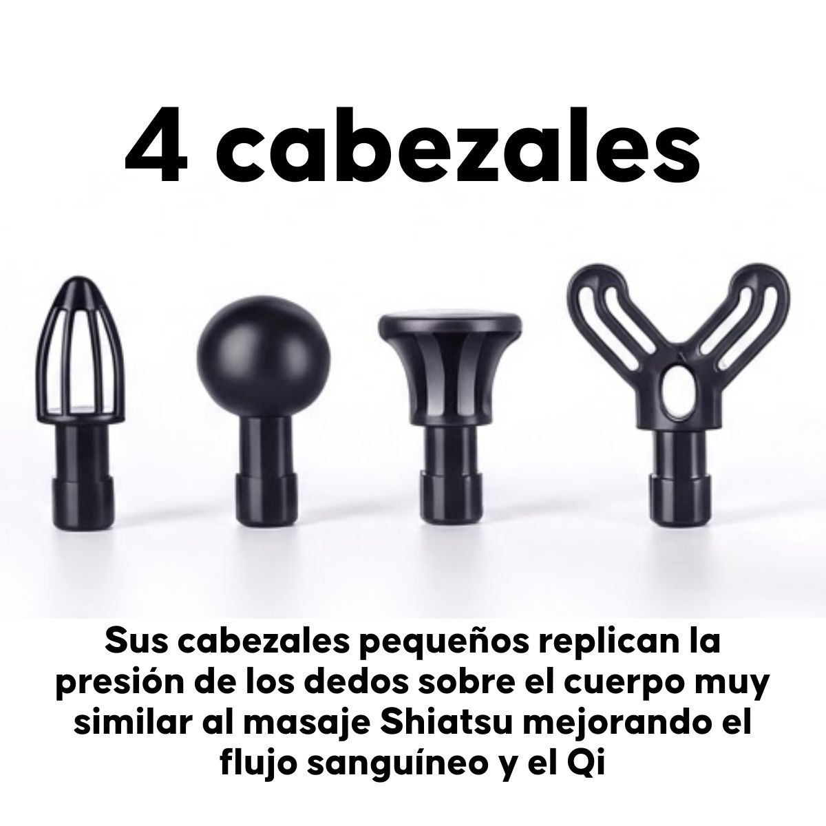GENERICO - Pistola De Masaje Muscular Efecto Shiatsu Con 4 Cabezales