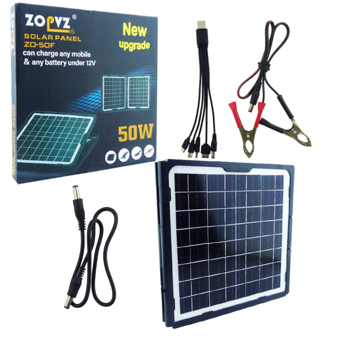 GENERICO - Panel Solar Portátil Plegable De 50 Watt A 12 Volt Por Usb Negro