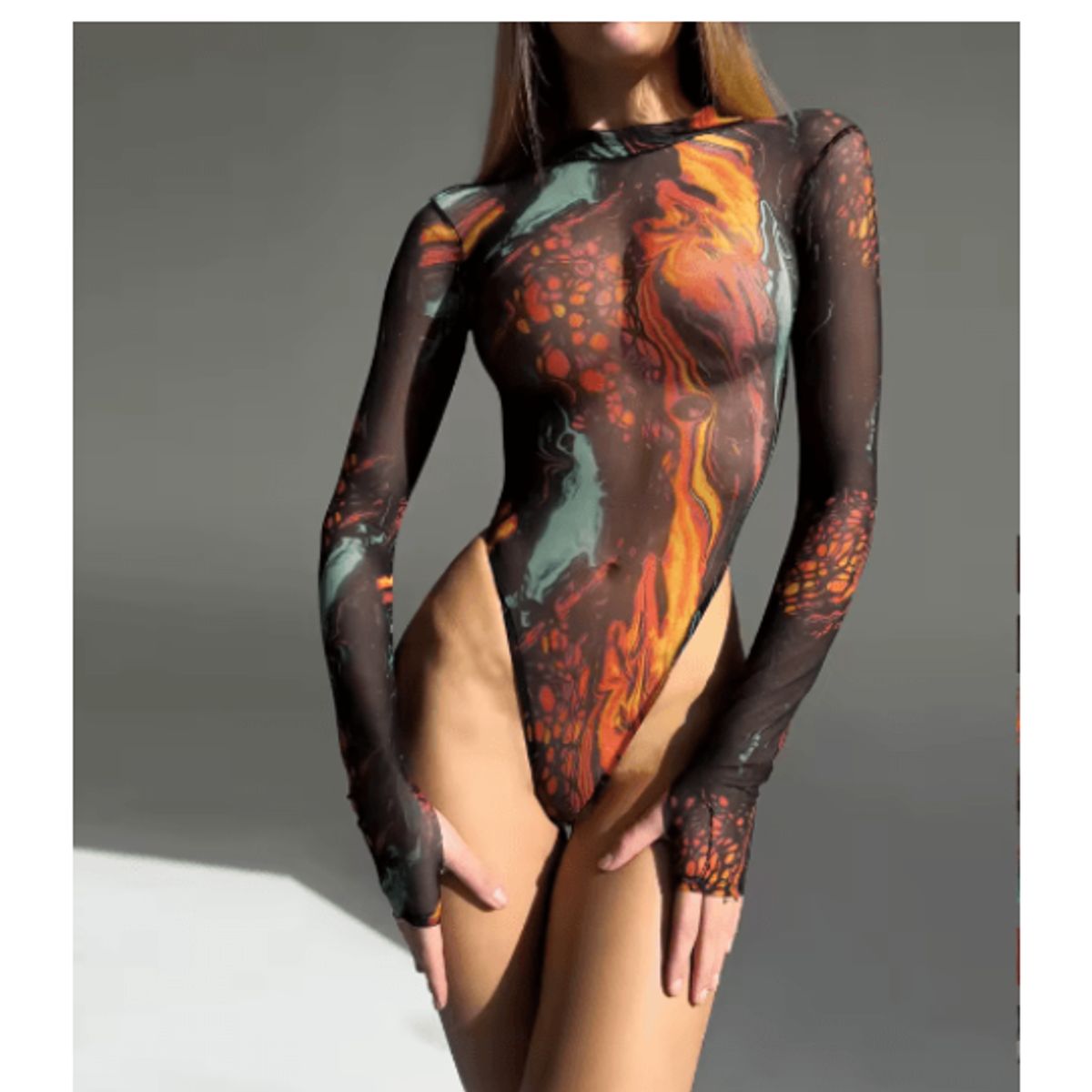 VELVET - Body Estampado Danna Naranja
