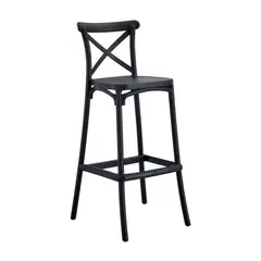 MOBOI - Taburete Bar Danubio Crossback Negro Polipropileno 66 cm Negro