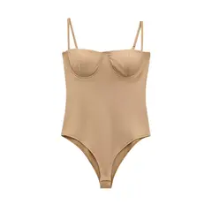 VELVET - Body de Satén Georgina Marron