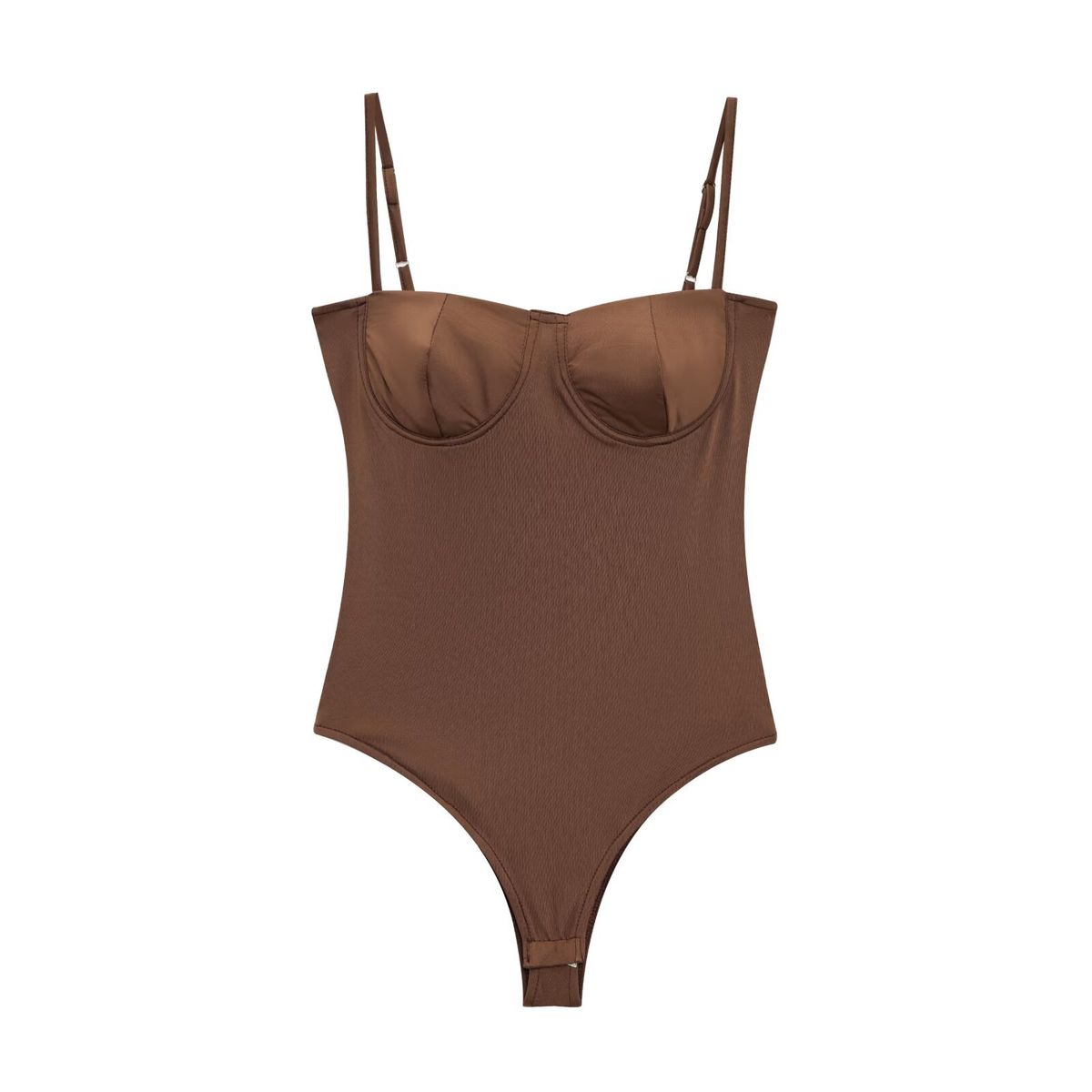 VELVET - Body de Satén Georgina  Marron