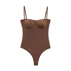 VELVET - Body de Satén Georgina Marron