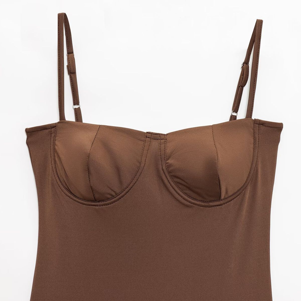 VELVET - Body de Satén Georgina  Marron