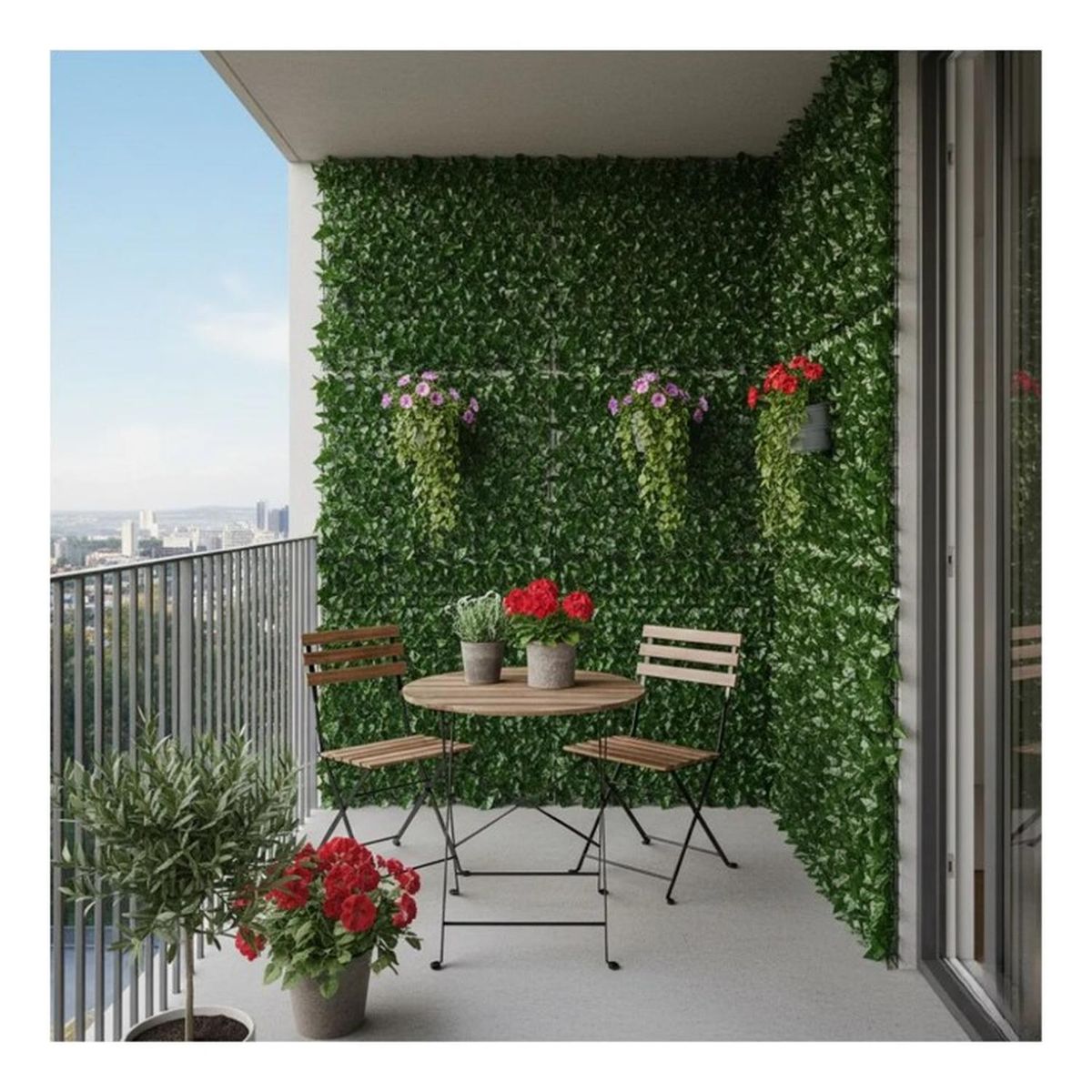 ARBUSTO REAL - Malla de Hojas Cerca Tupidas Enredadera Decoración 3x1 m