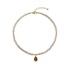 GENERICO - Collar Cristales Ojo de Tigre - Bañado en Oro 18K