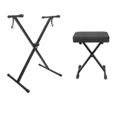 GENERICO - Pack Atril de Teclado + Banqueta Acolchada Plegable - Hebikuo Q1XQ90B