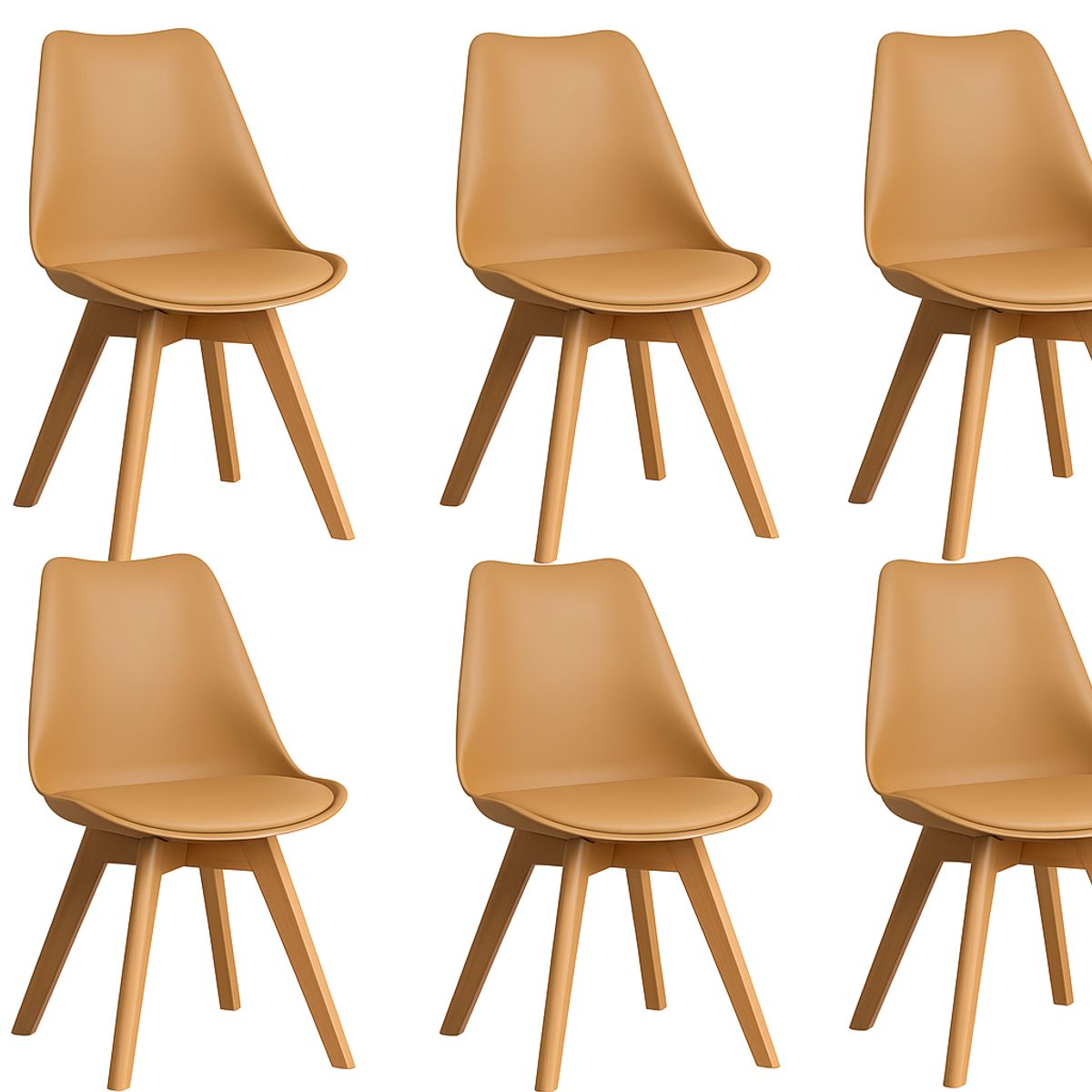 MOBOI - Pack 6 Sillas Eames Acolchada Beige