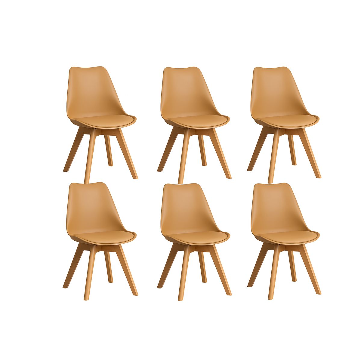 MOBOI - Pack 6 Sillas Eames Acolchada Beige
