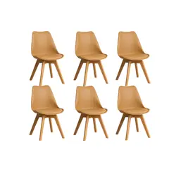 MOBOI - Pack 6 Sillas Eames Acolchada Beige