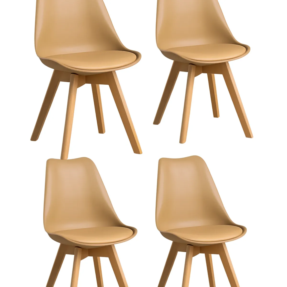 MOBOI - Pack 4 Sillas Eames Acolchada Beige