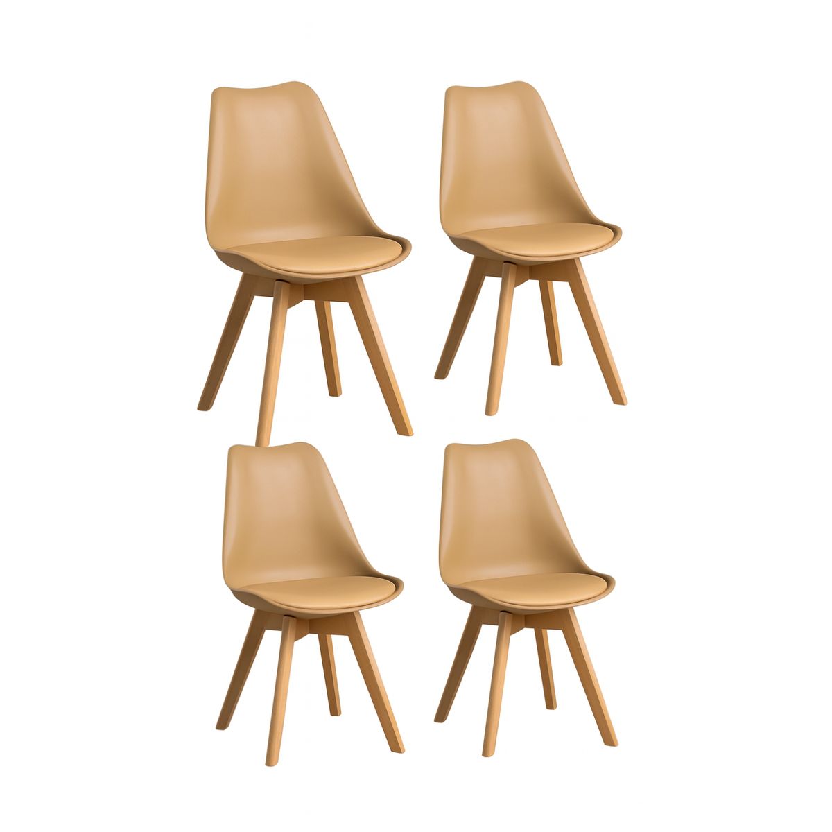 MOBOI - Pack 4 Sillas Eames Acolchada Beige