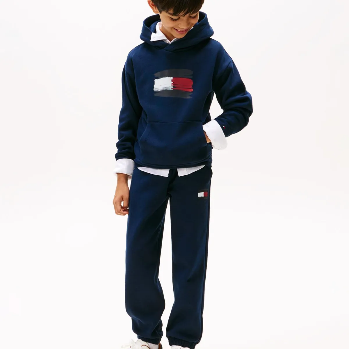 TOMMY HILFIGER - Polerón Hoodie Flag Logo Azul Tommy Hilfiger