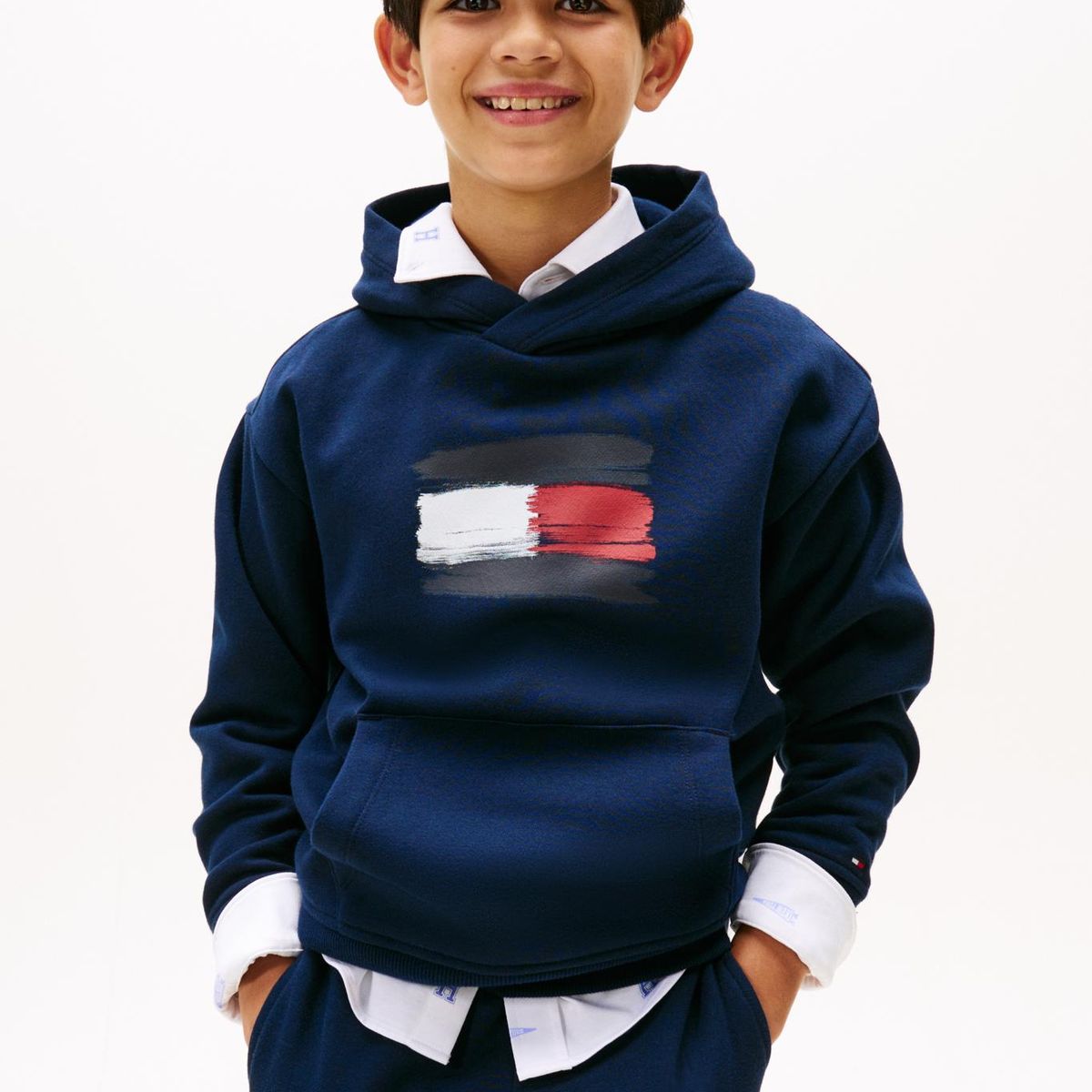 TOMMY HILFIGER - Polerón Hoodie Flag Logo Azul Tommy Hilfiger