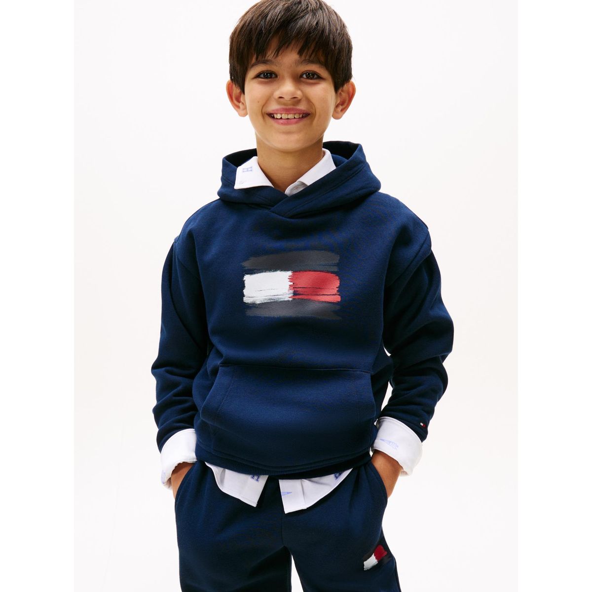TOMMY HILFIGER - Polerón Hoodie Flag Logo Azul Tommy Hilfiger