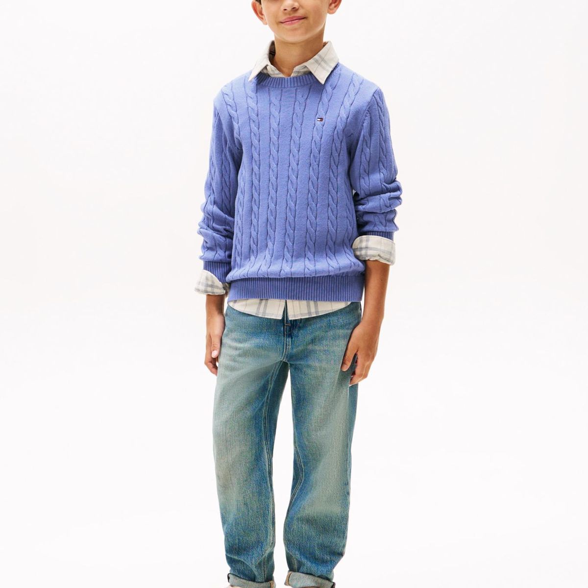 TOMMY HILFIGER - Sweater De Niño De Punto Trenzado Azul Tommy Hilfiger