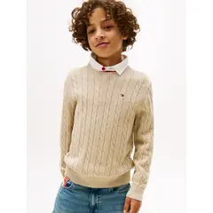 TOMMY HILFIGER - Sweater De Niño De Punto Trenzado Beige