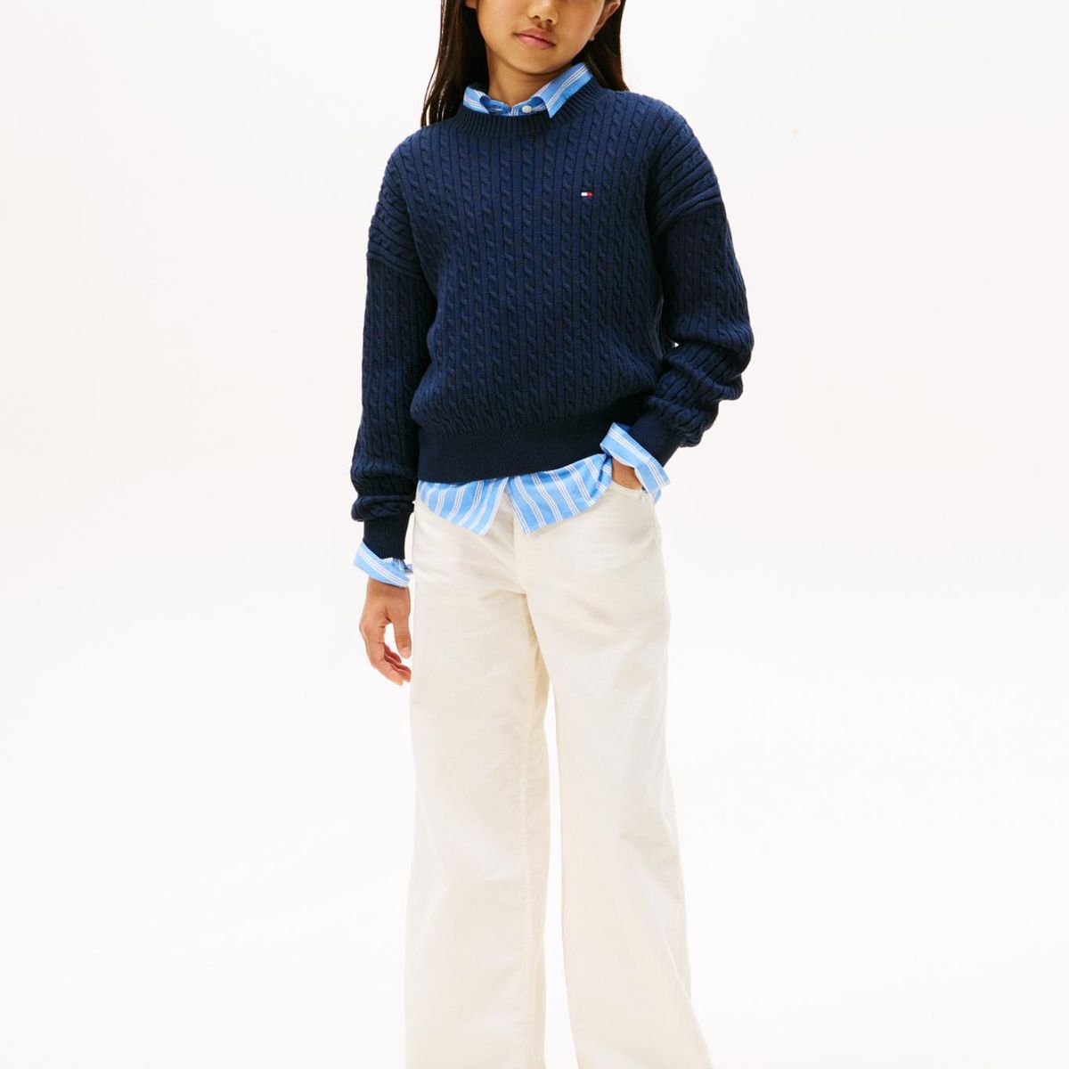 TOMMY HILFIGER - Sweater De Punto Trenzado Azul Tommy Hilfiger