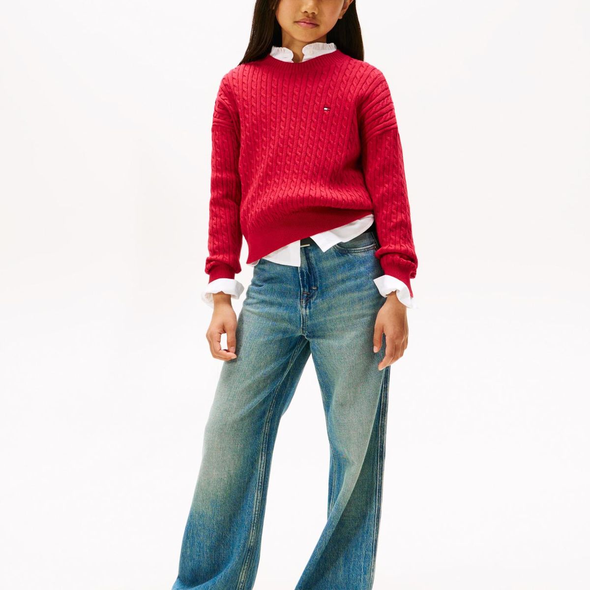 TOMMY HILFIGER - Sweater De Punto Trenzado Rojo Tommy Hilfiger