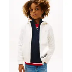 TOMMY HILFIGER - Polerón Hoodie Con Cierre Blanco