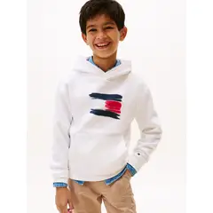 TOMMY HILFIGER - Polerón Hoodie Flag Logo Blanco