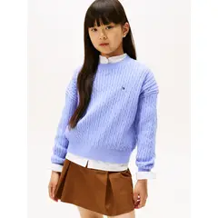 TOMMY HILFIGER - Sweater De Punto Trenzado Celeste