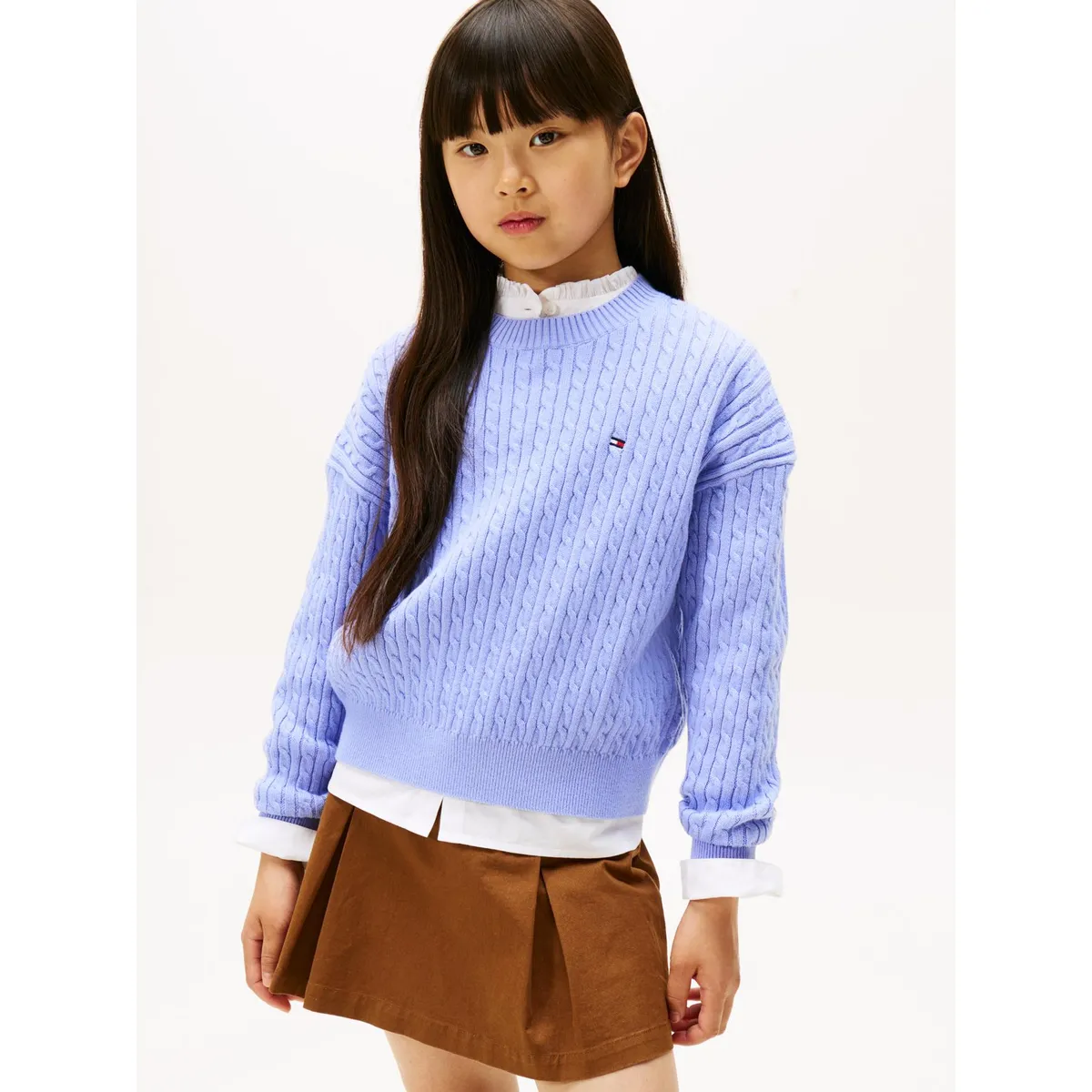 TOMMY HILFIGER - Sweater De Punto Trenzado Celeste Tommy Hilfiger