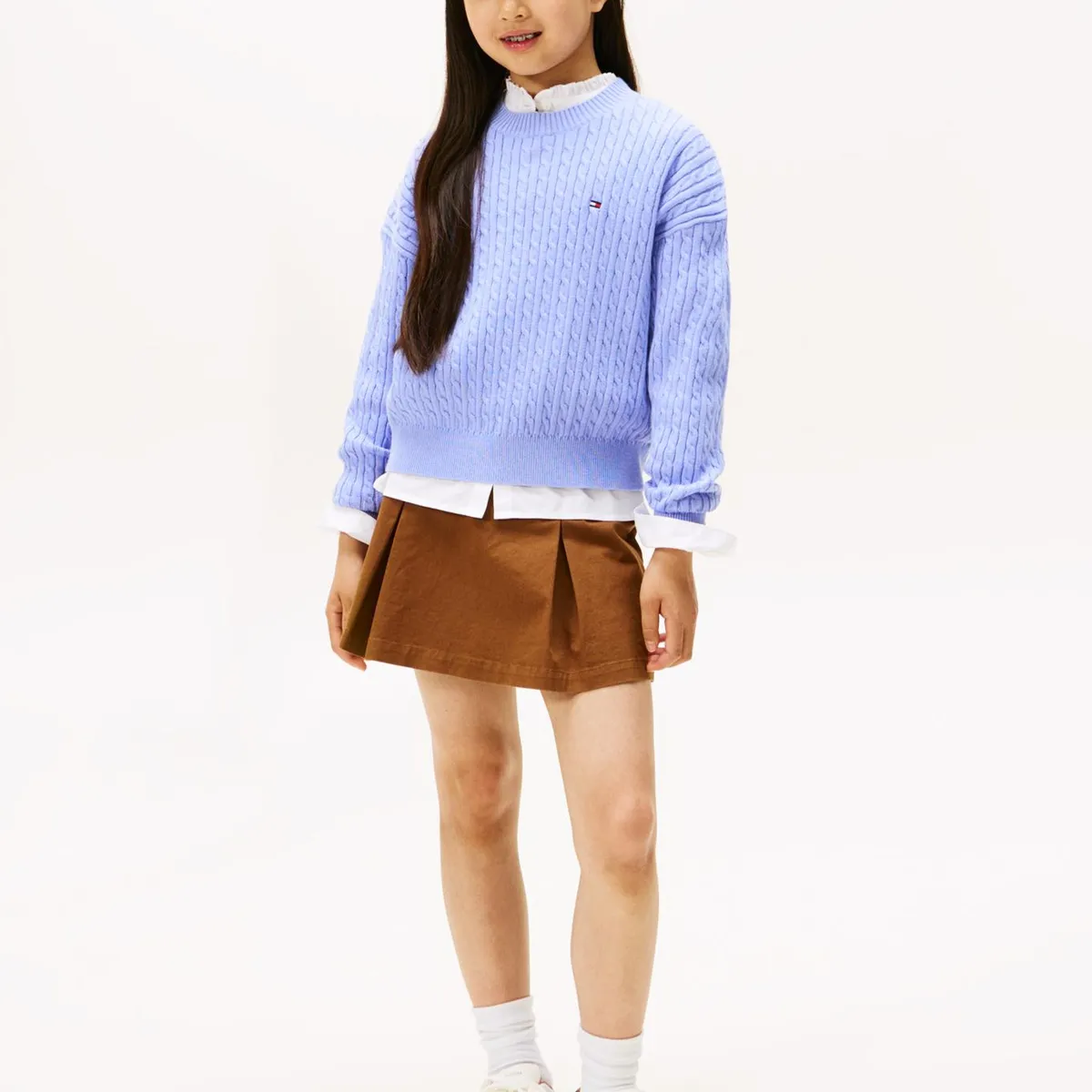 TOMMY HILFIGER - Sweater De Punto Trenzado Celeste Tommy Hilfiger