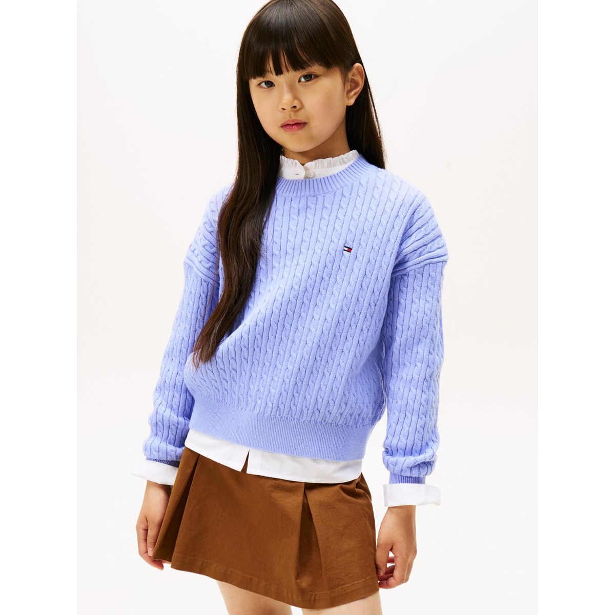 TOMMY HILFIGER - Sweater De Punto Trenzado Celeste Tommy Hilfiger