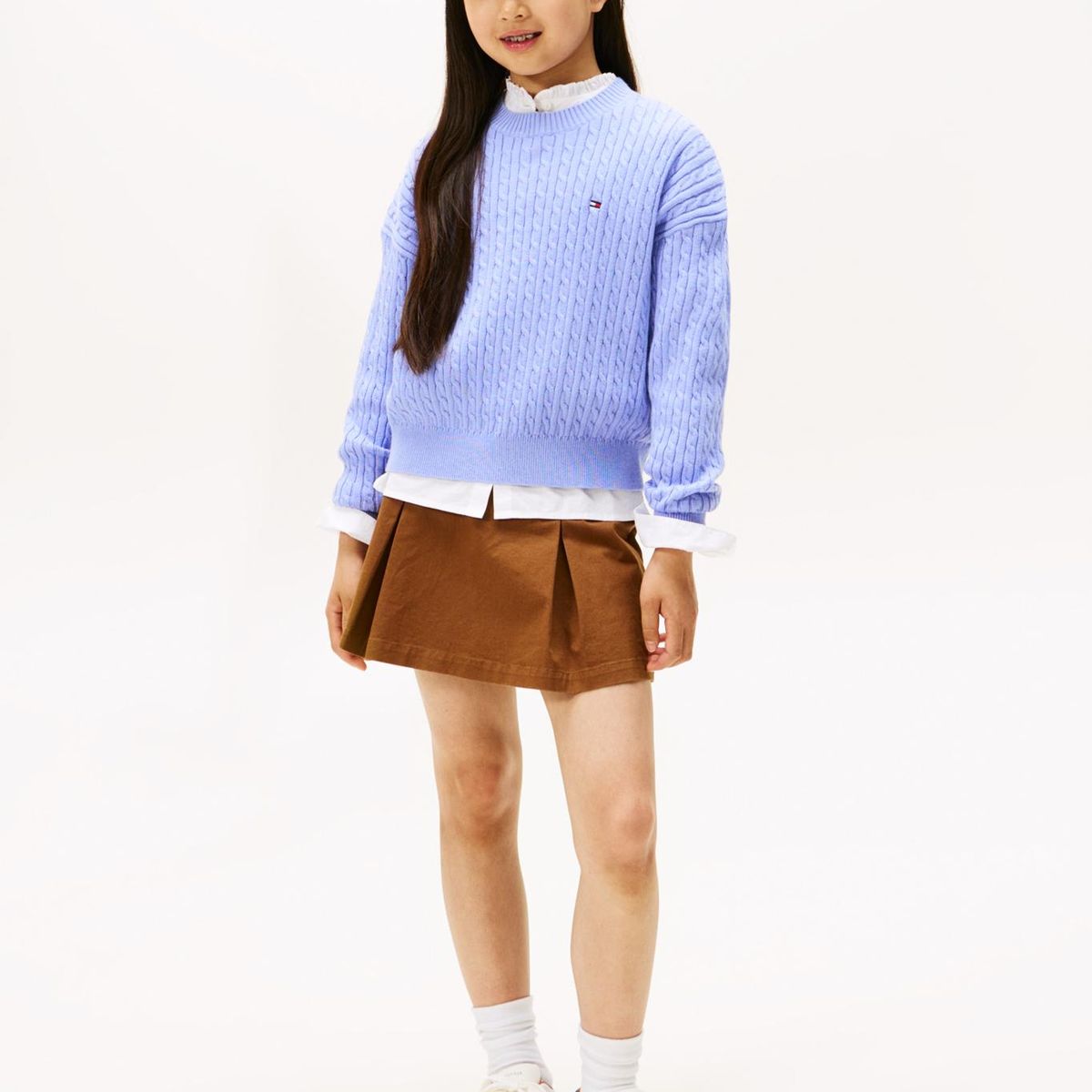 TOMMY HILFIGER - Sweater De Punto Trenzado Celeste Tommy Hilfiger