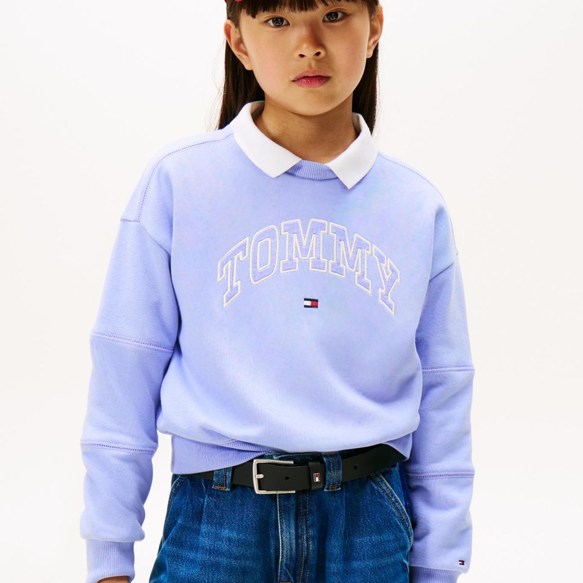 TOMMY HILFIGER - Polerón Varsity Amplio Con Logo Celeste Tommy Hilfiger