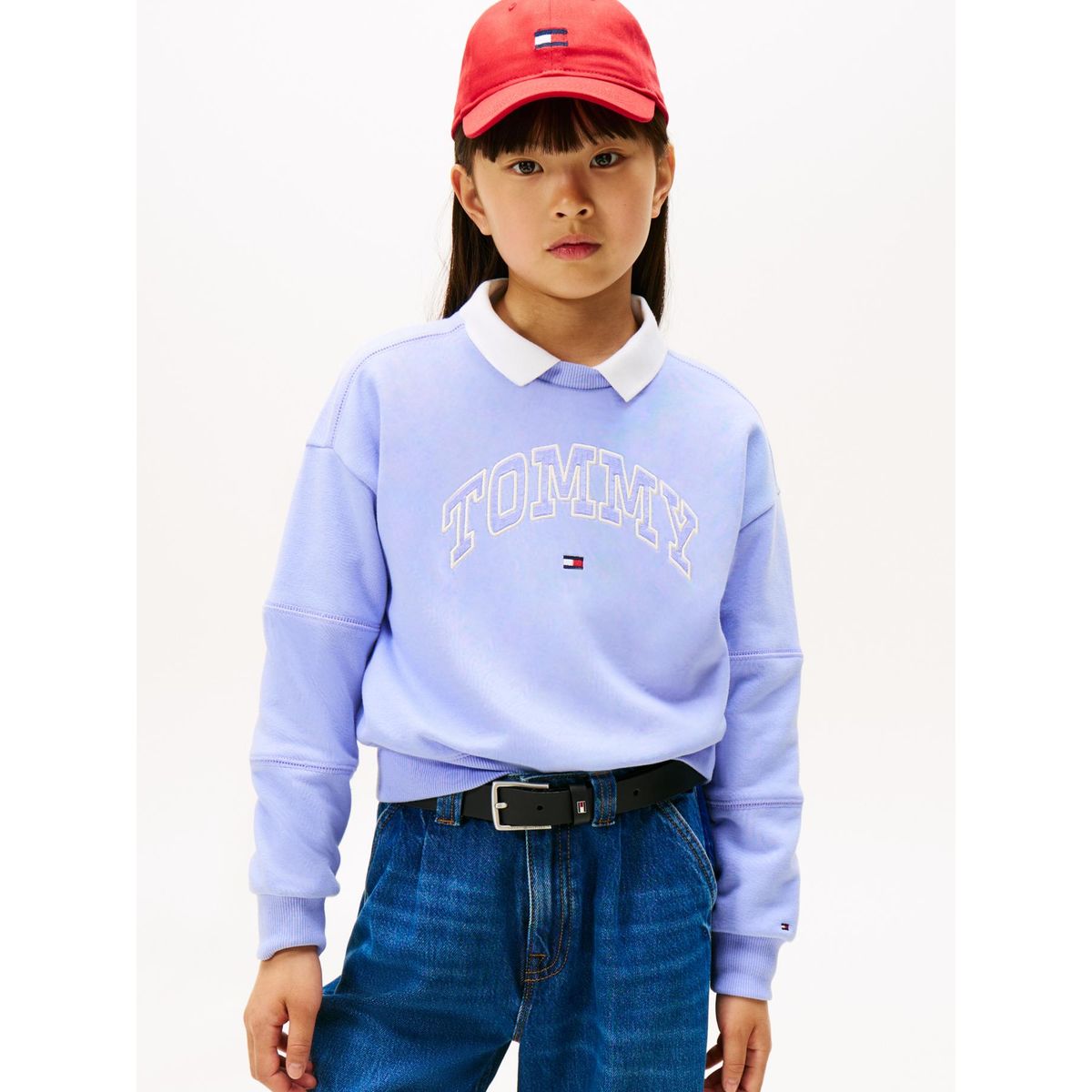 TOMMY HILFIGER - Polerón Varsity Amplio Con Logo Celeste Tommy Hilfiger