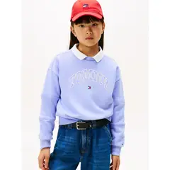 TOMMY HILFIGER - Polerón Varsity Amplio Con Logo Celeste