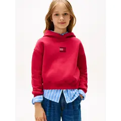 TOMMY HILFIGER - Polerón Hoodie Con Logo De Strass Rojo
