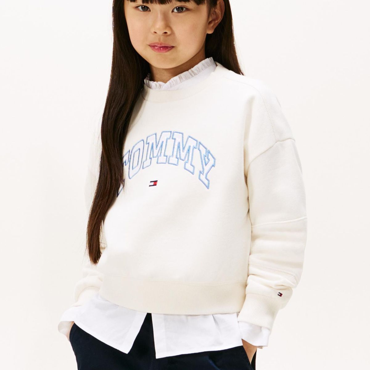 TOMMY HILFIGER - Polerón Varsity Amplio Con Logo Blanco Tommy Hilfiger