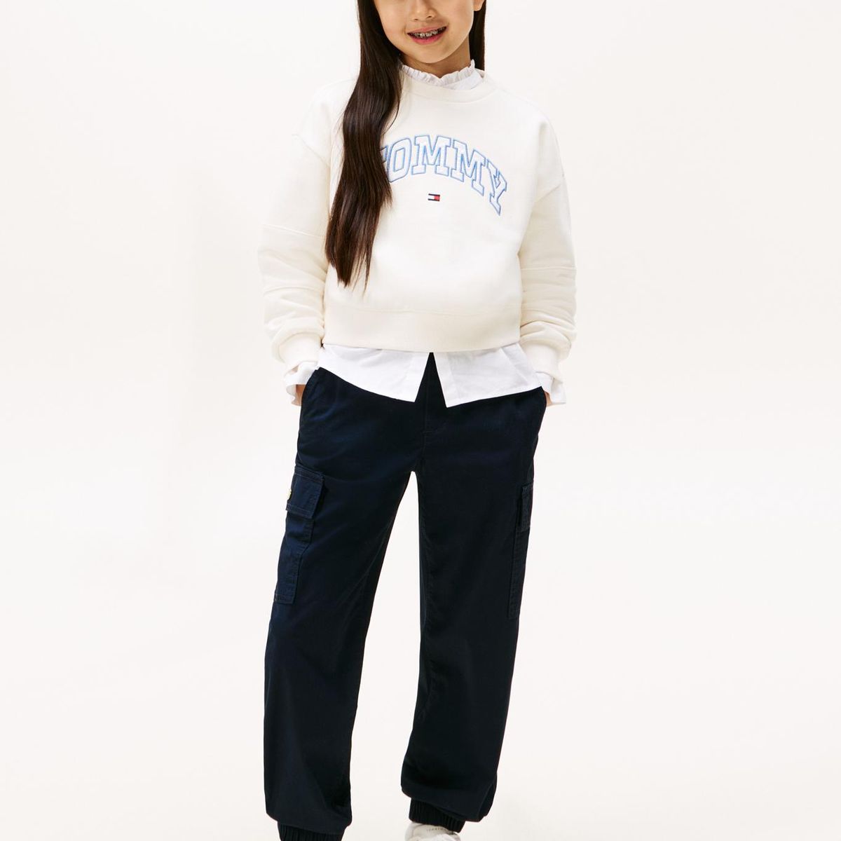 TOMMY HILFIGER - Polerón Varsity Amplio Con Logo Blanco Tommy Hilfiger