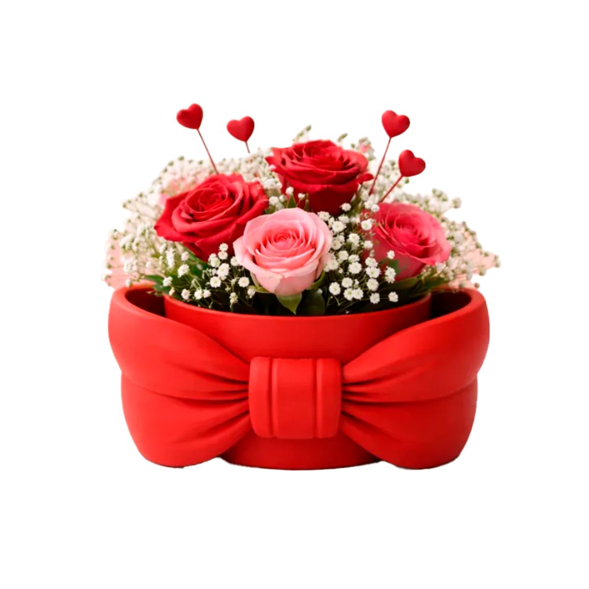 GENERICO - Macetero romántico con lazo - San Valentín