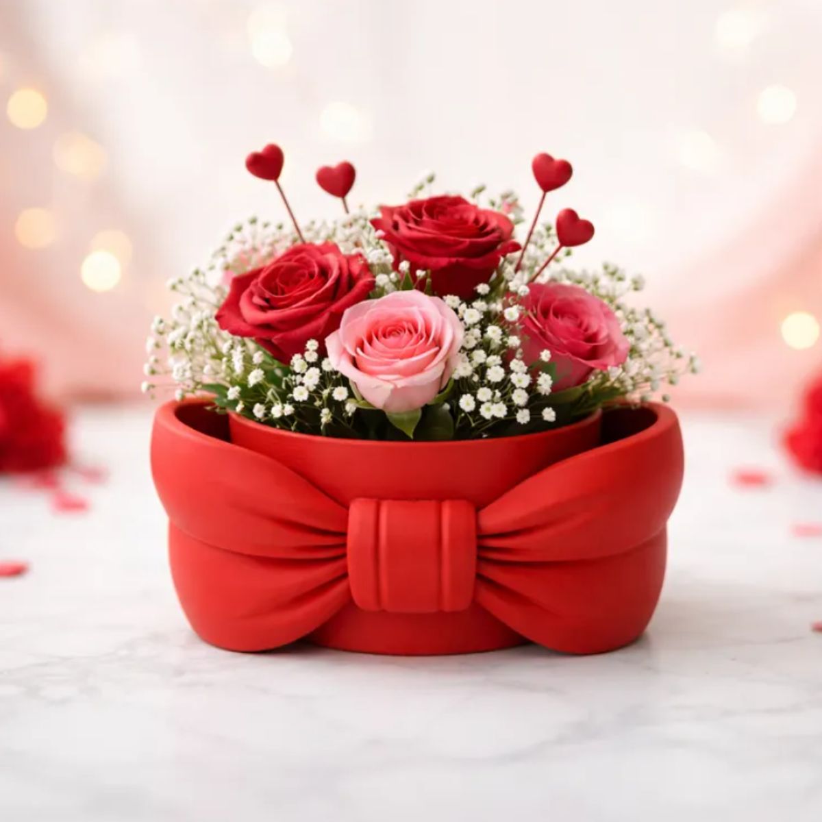 GENERICO - Macetero romántico con lazo - San Valentín