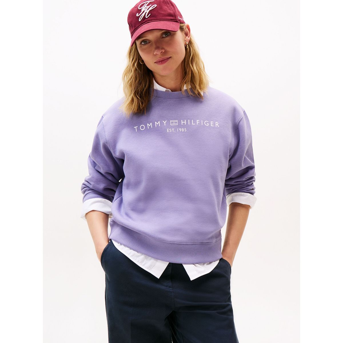 TOMMY HILFIGER - Polerón Modern Con Logo Lila Tommy Hilfiger