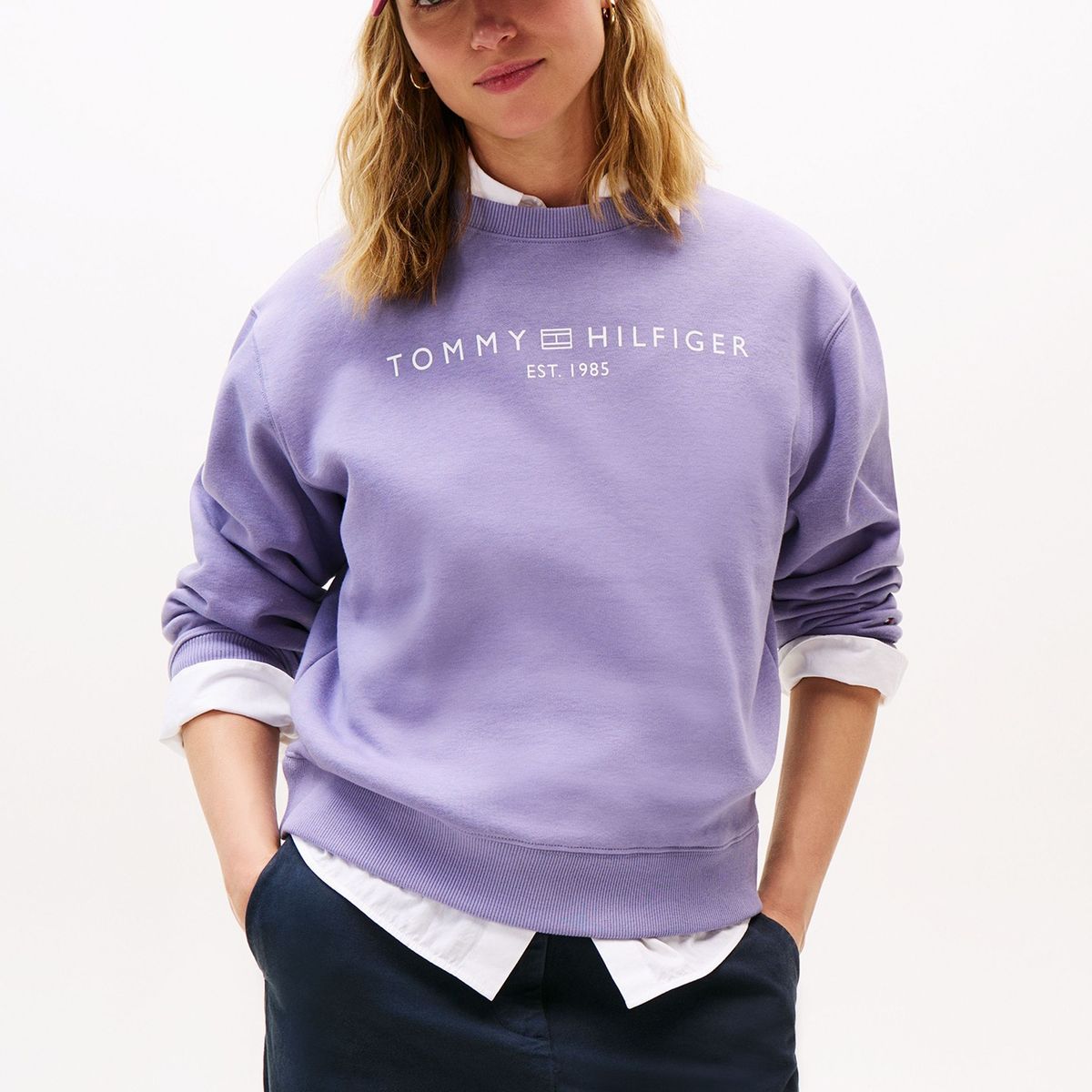 TOMMY HILFIGER - Polerón Modern Con Logo Lila Tommy Hilfiger