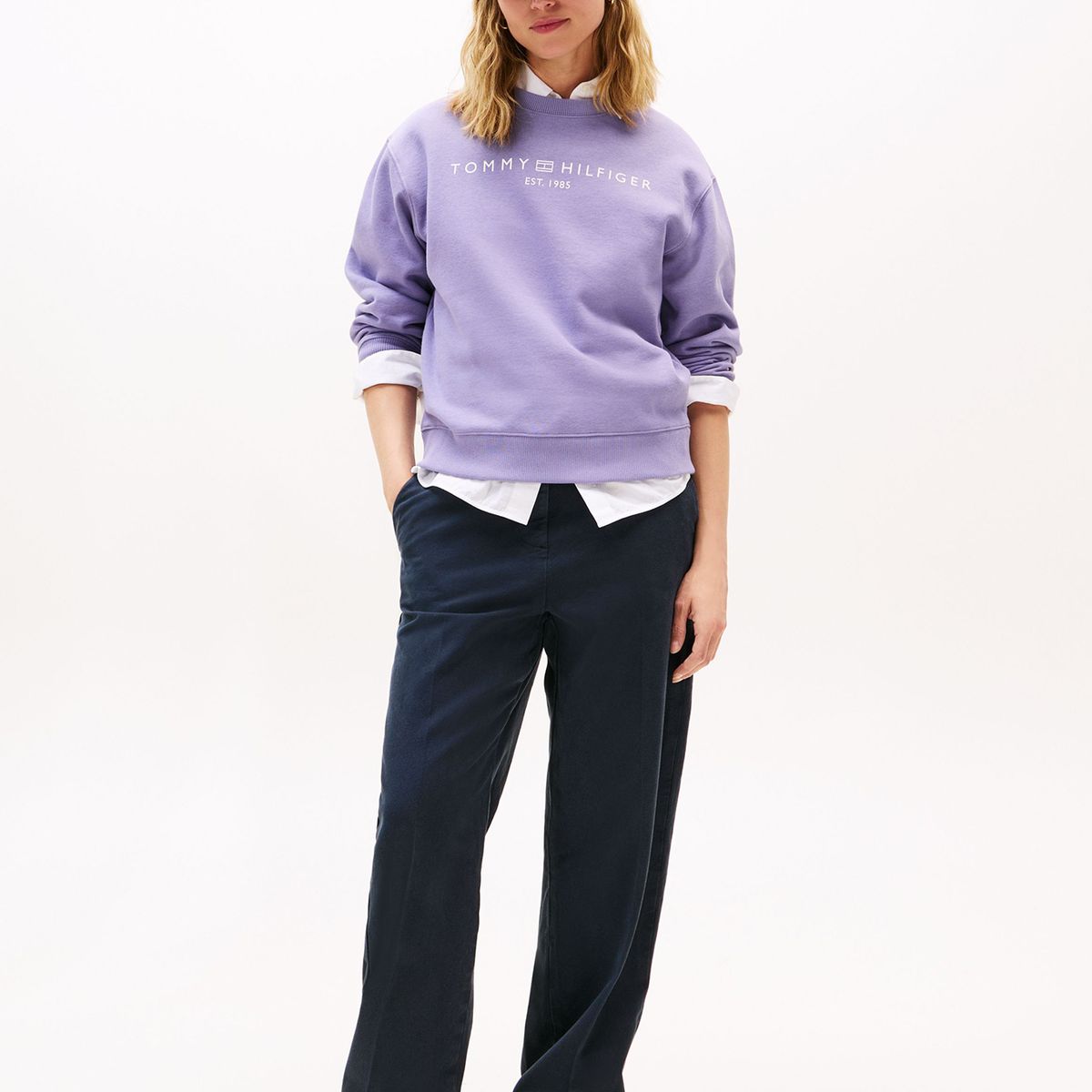 TOMMY HILFIGER - Polerón Modern Con Logo Lila Tommy Hilfiger