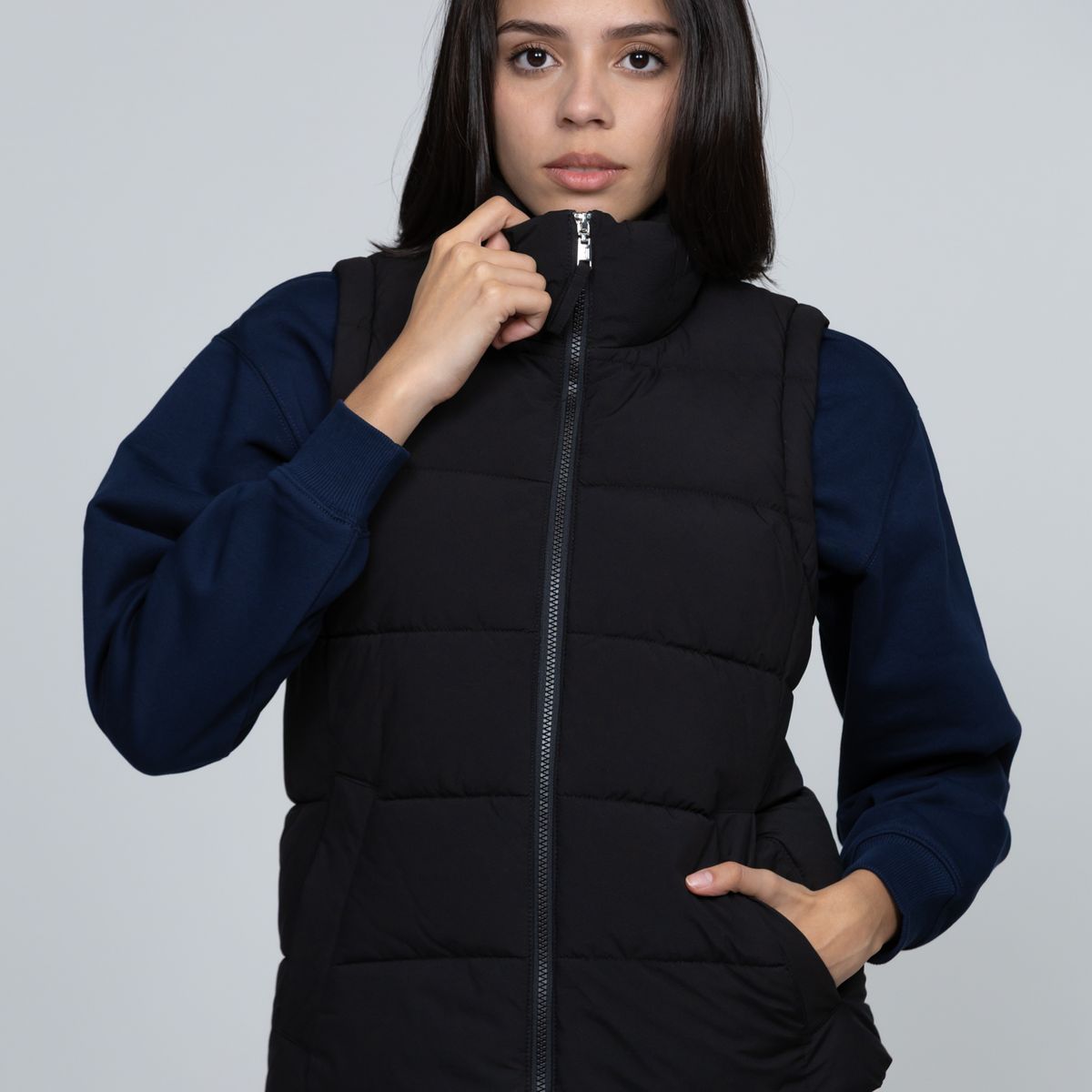 TOMMY HILFIGER - Parka Vest De Cuello Alto Negro Tommy Hilfiger