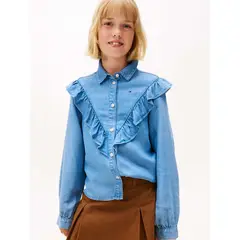 TOMMY HILFIGER - Blusa Con Volantes Azul