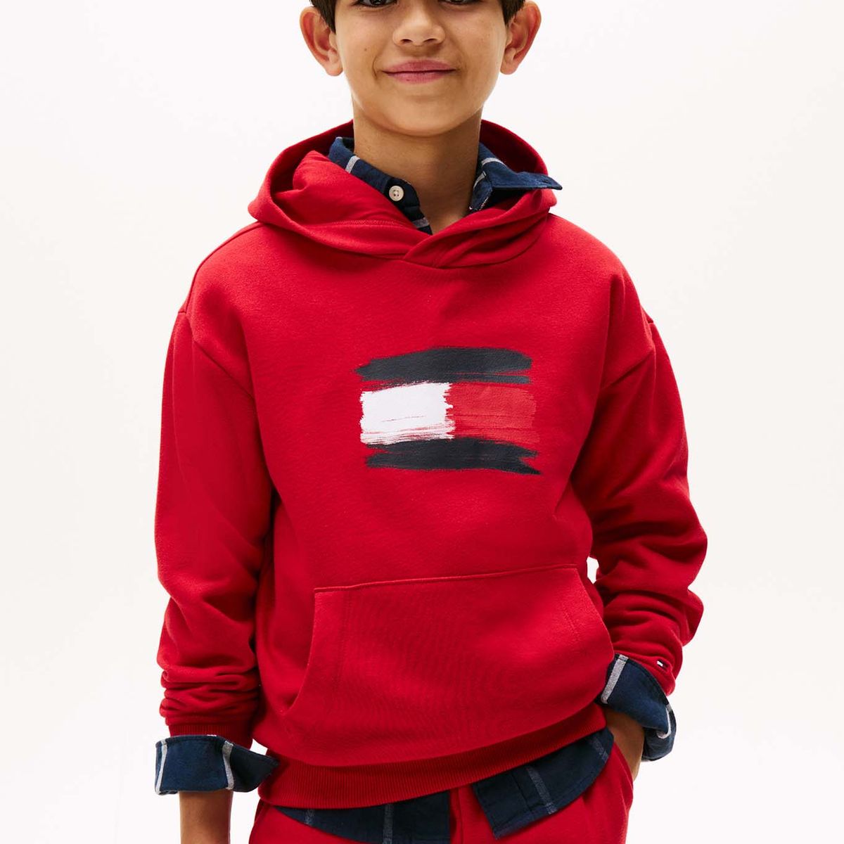 TOMMY HILFIGER - Polerón Hoodie Flag Logo Rojo Tommy Hilfiger