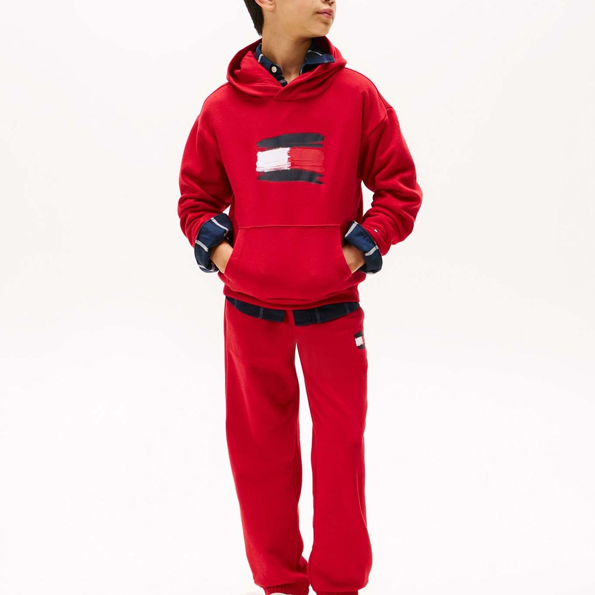 TOMMY HILFIGER - Polerón Hoodie Flag Logo Rojo Tommy Hilfiger