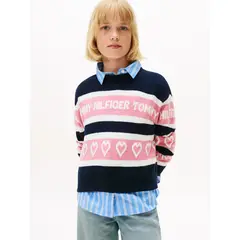 TOMMY HILFIGER - Sweater Amplio Con Inscripción Multicolor